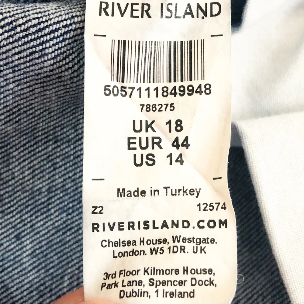 River Island Plus Dark Wash Denim High-Rise Skinny Ankle Jeans 14
